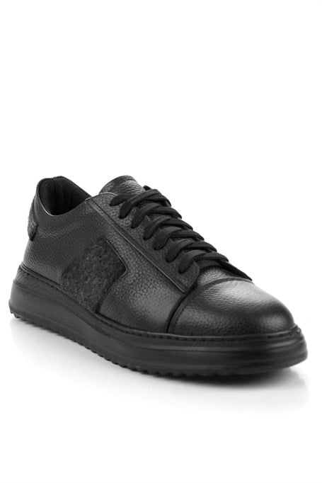 Siyah Hakiki Deri Erkek Sneaker E01600121640