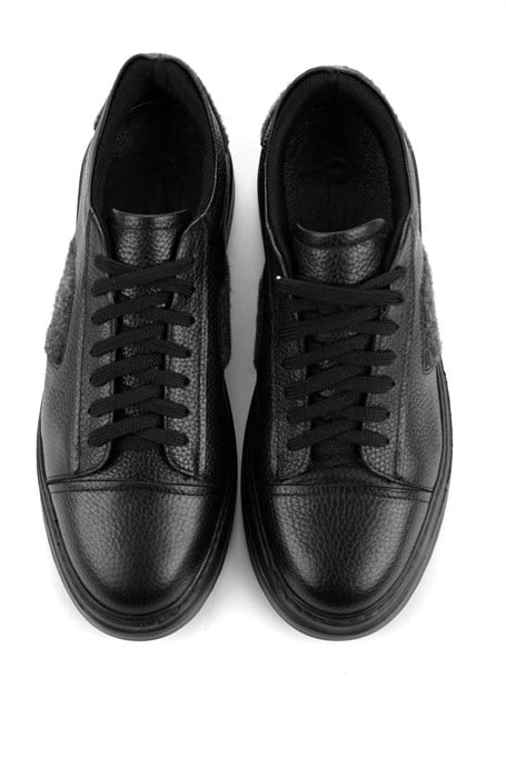 Siyah Hakiki Deri Erkek Sneaker E01600121640