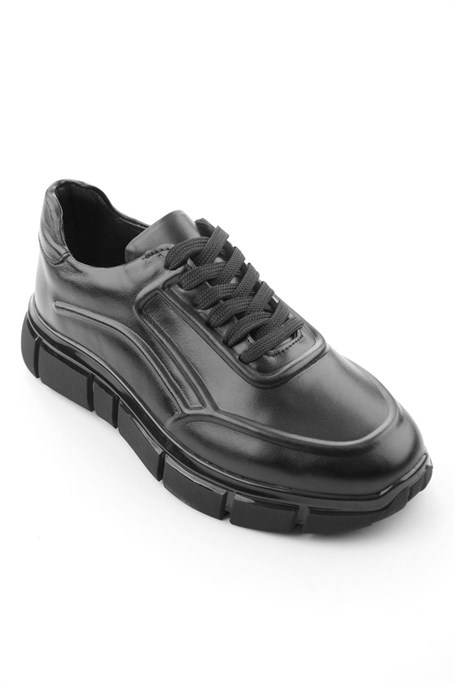 Siyah Hakiki Deri Erkek Sneaker E01736060241