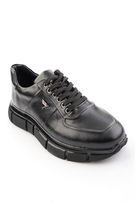 Siyah Hakiki Deri Erkek Sneaker E01736060141