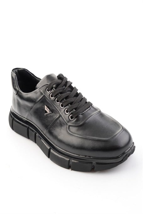 Siyah Hakiki Deri Erkek Sneaker E01736060141