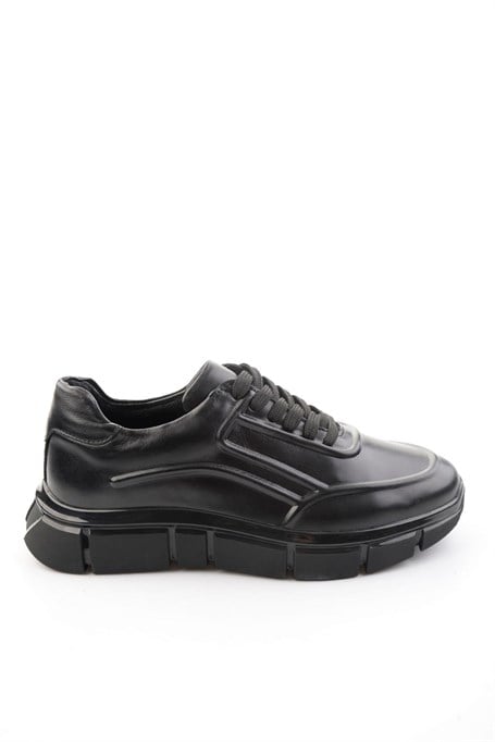 Siyah Hakiki Deri Erkek Sneaker E01736060241