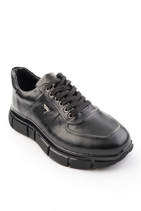 Siyah Hakiki Deri Erkek Sneaker E01736060141