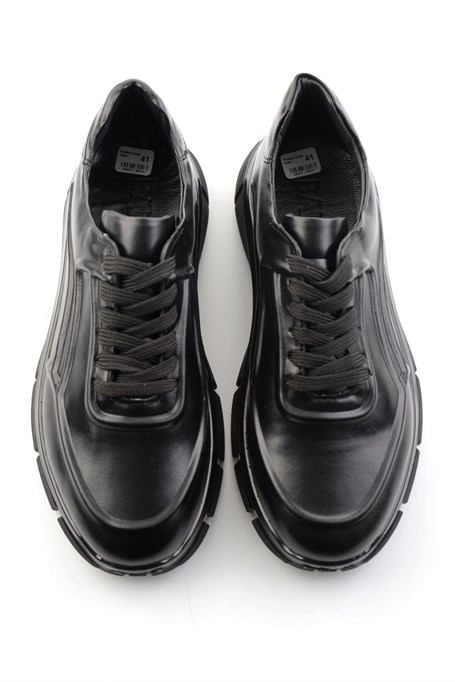 Siyah Hakiki Deri Erkek Sneaker E01736060241