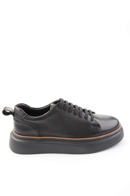 Siyah Hakiki Deri Erkek Sneaker E01811300503