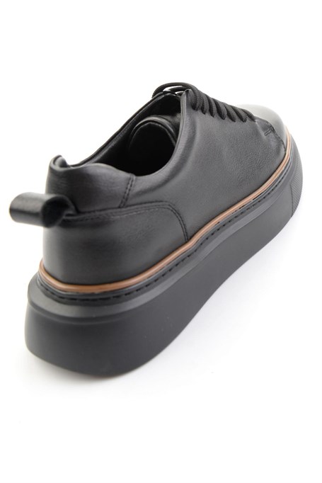 Siyah Hakiki Deri Erkek Sneaker E01811300503