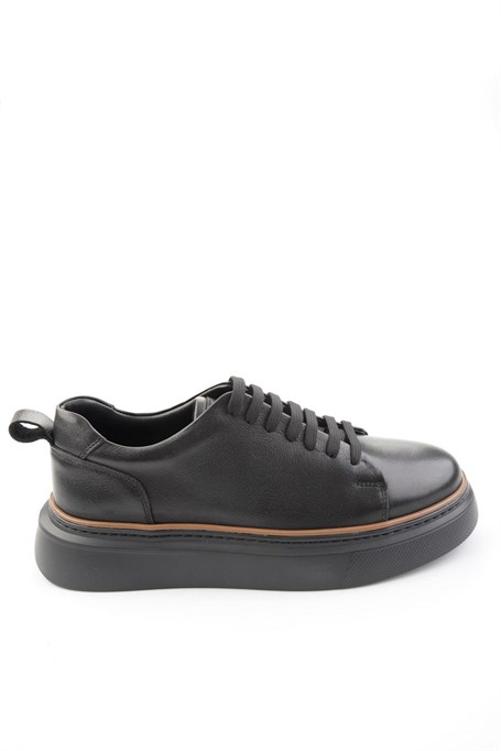 Siyah Hakiki Deri Erkek Sneaker E01811300503