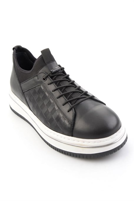 Siyah Hakiki Deri Erkek Sneaker E01958181643