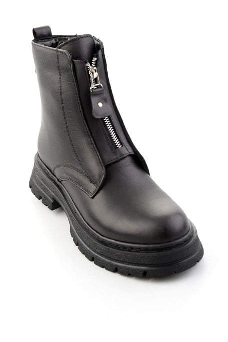 Siyah Hakiki Deri Kadın Bot & Bootie K02462089903