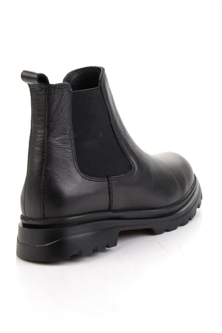 Siyah Hakiki Deri Kadın Bot & Bootie K02645012403