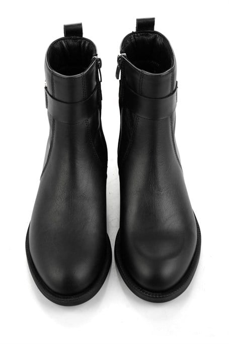 Siyah Hakiki Deri Kadın Bot & Bootie K02724560303