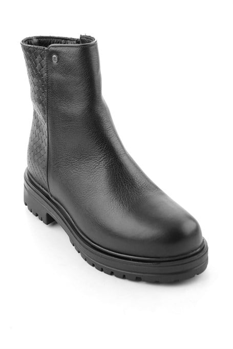 Siyah Hakiki Deri Kadın Bot & Bootie K02586777703