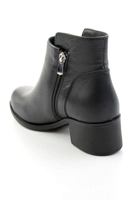 Siyah Hakiki Deri Kadın Bot & Bootie K02208210103