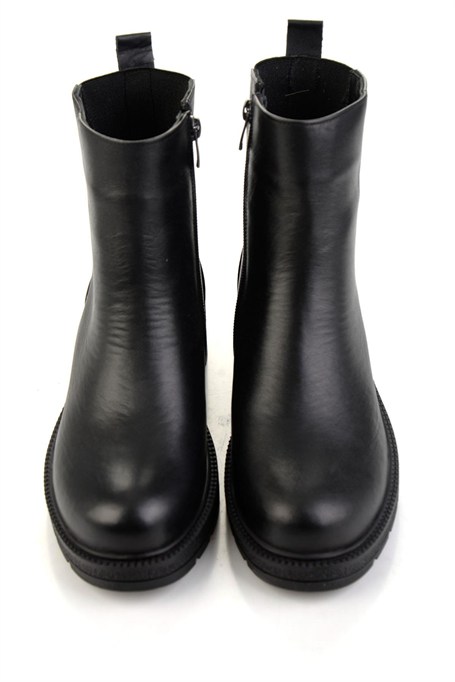 Siyah Hakiki Deri Kadın Bot & Bootie K02717251903