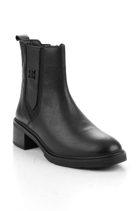 Siyah Hakiki Deri Kadın Bot & Bootie K02645012103