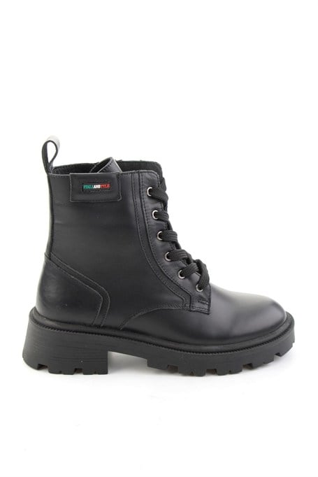 Siyah Hakiki Deri Kadın Bot & Bootie K02521058003
