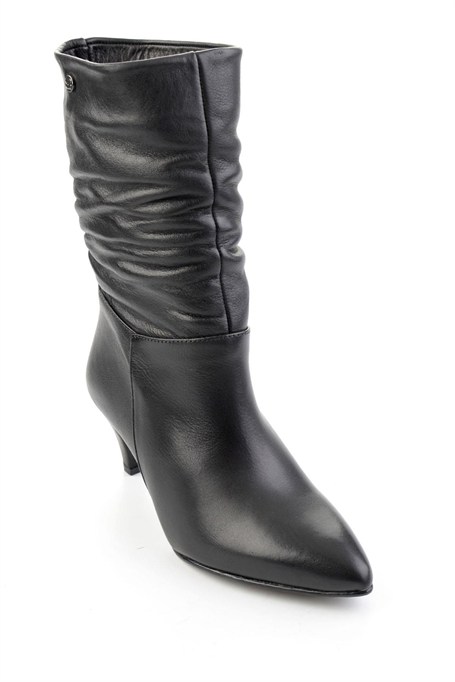Siyah Hakiki Deri Kadın Bot & Bootie K02750150103