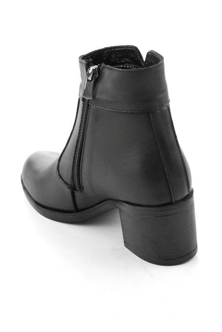 Siyah Hakiki Deri Kadın Bot & Bootie K02286701303