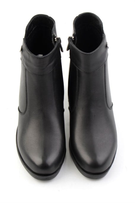 Siyah Hakiki Deri Kadın Bot & Bootie K02286701303