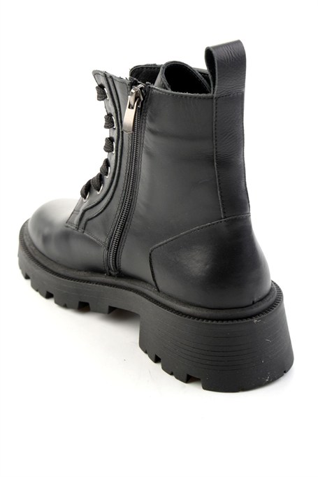 Siyah Hakiki Deri Kadın Bot & Bootie K02521058003