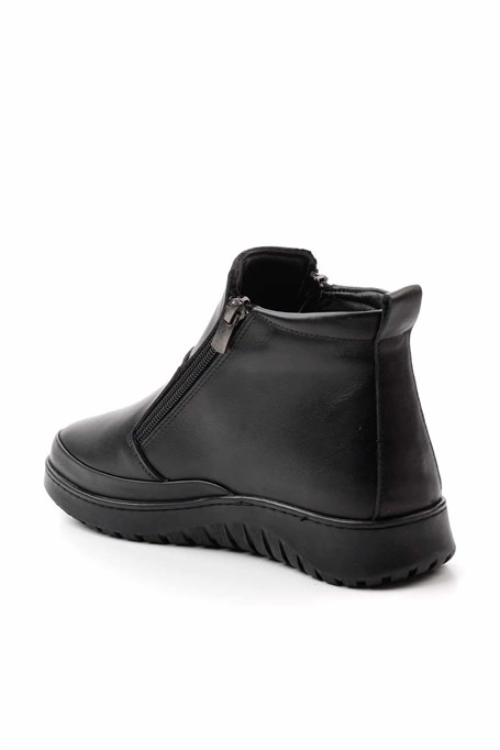 Siyah Hakiki Deri Kadın Bot & Bootie K02331190003