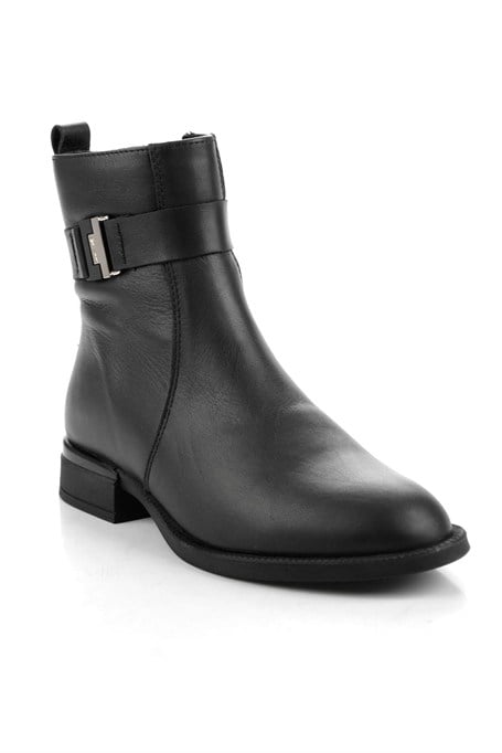 Siyah Hakiki Deri Kadın Bot & Bootie K02724560303