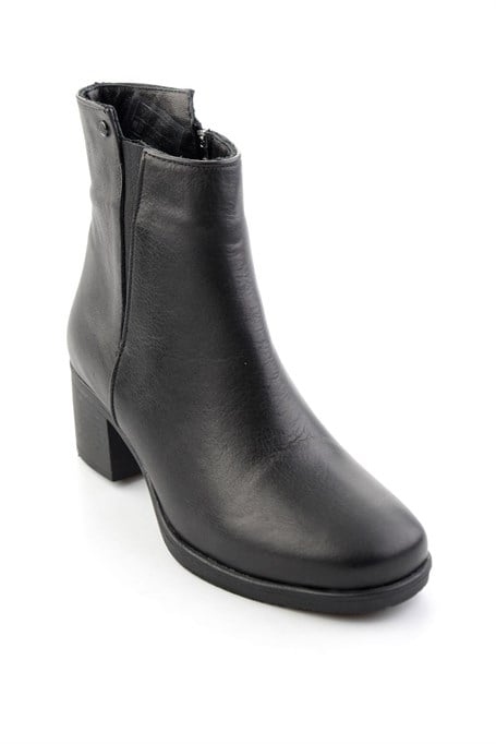 Siyah Hakiki Deri Kadın Bot & Bootie K02586301703