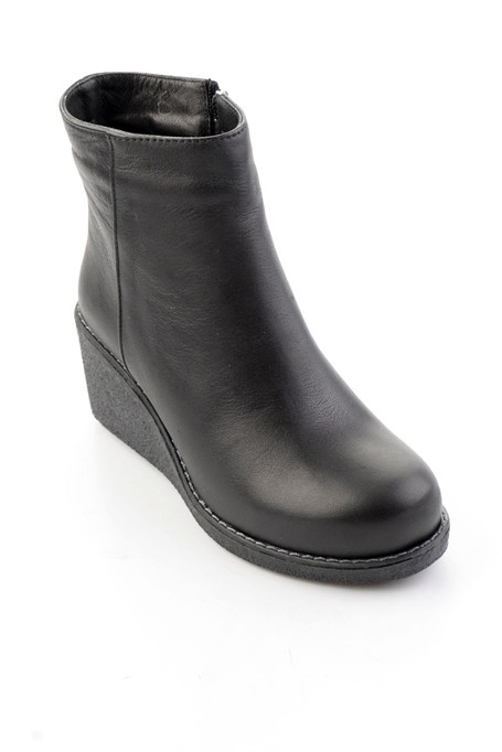 Siyah Hakiki Deri Kadın Bot & Bootie K02586666603