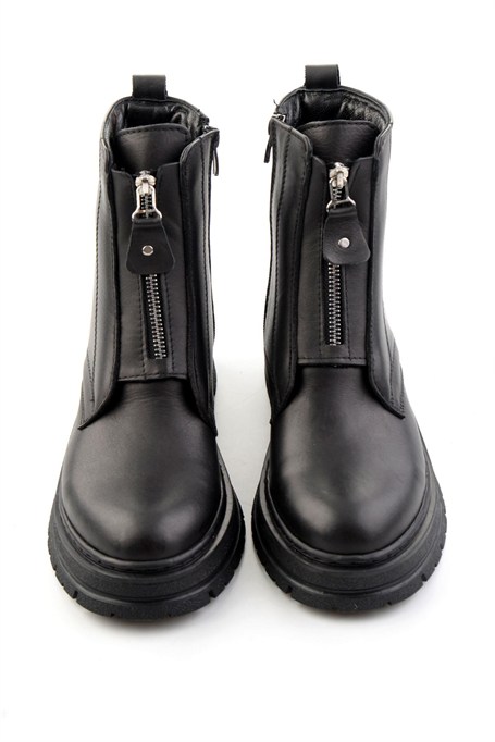Siyah Hakiki Deri Kadın Bot & Bootie K02462089903