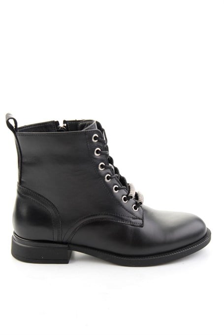 Siyah Hakiki Deri Kadın Bot & Bootie K02793209203