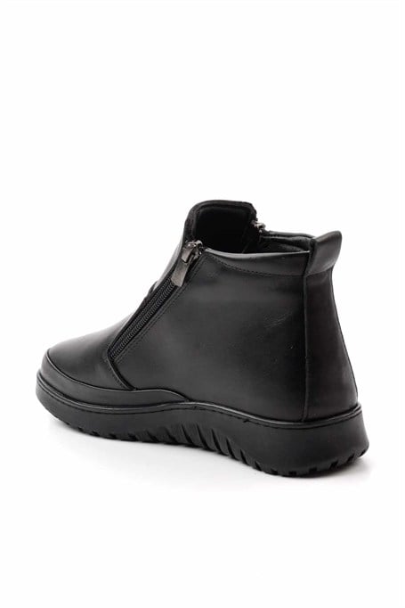 Siyah Hakiki Deri Kadın Bot & Bootie K02331190003