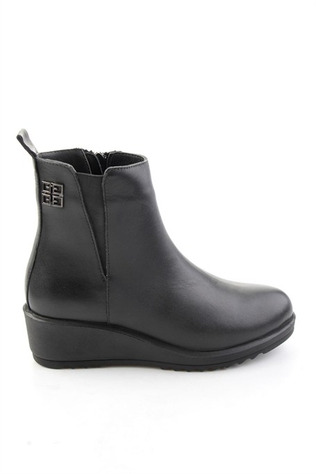 Siyah Hakiki Deri Kadın Bot & Bootie K02788088003