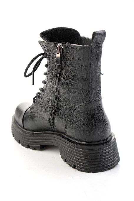 Siyah Hakiki Deri Kadın Bot & Bootie K02788201603