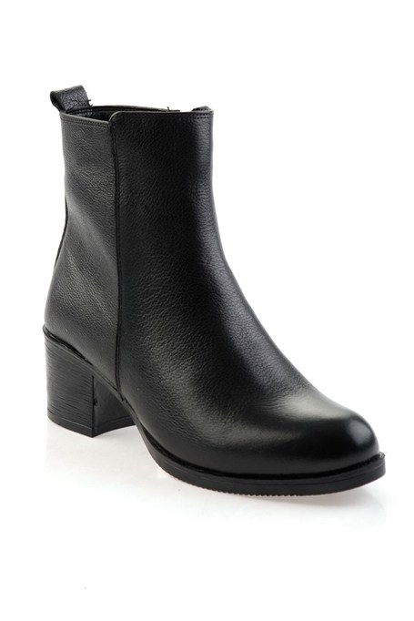 Siyah Hakiki Deri Kadın Bot & Bootie K02286001103