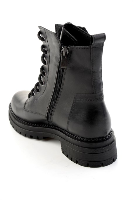 Siyah Hakiki Deri Kadın Bot & Bootie K02040451203