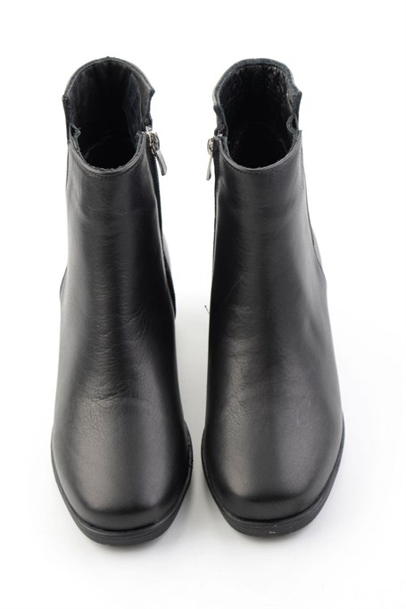Siyah Hakiki Deri Kadın Bot & Bootie K02586301703