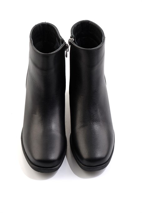 Siyah Hakiki Deri Kadın Bot & Bootie K02586082503