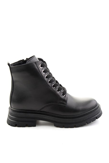 Siyah Hakiki Deri Kadın Bot & Bootie K02462014003