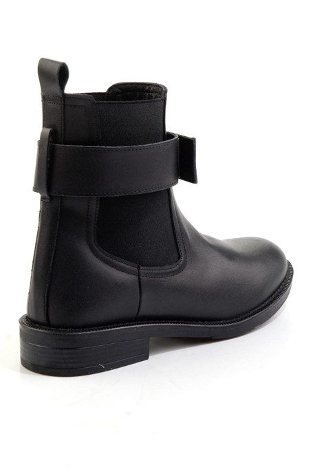 Siyah Hakiki Deri Kadın Bot & Bootie K02724259003