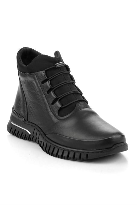 Siyah Hakiki Deri Kadın Bot & Bootie K02462040603