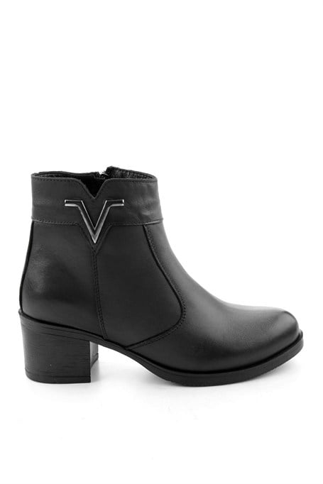 Siyah Hakiki Deri Kadın Bot & Bootie K02286701303
