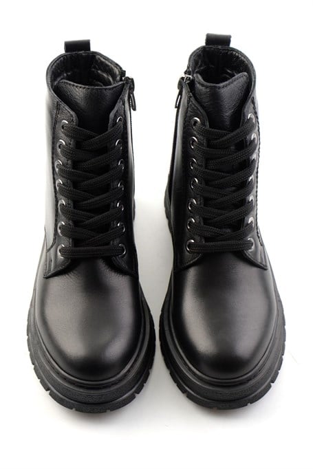 Siyah Hakiki Deri Kadın Bot & Bootie K02462014003