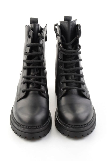 Siyah Hakiki Deri Kadın Bot & Bootie K02040451203