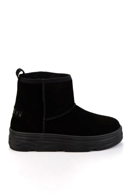 Siyah Hakiki Deri Kadın Bot & Bootie K02748100602