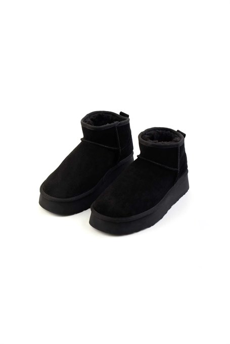 Siyah Hakiki Deri Kadın Bot & Bootie K02422009002