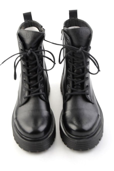 Siyah Hakiki Deri Kadın Bot & Bootie K02788201603