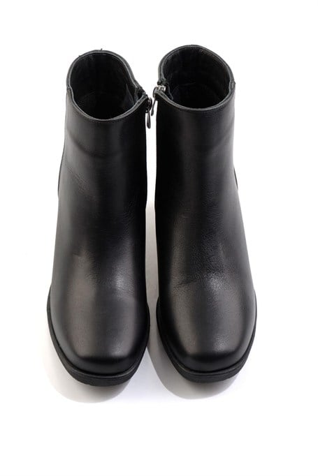 Siyah Hakiki Deri Kadın Bot & Bootie K02586082503