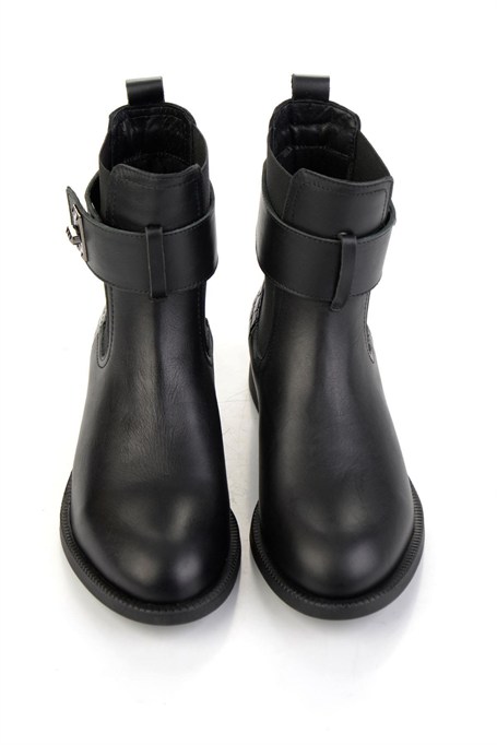 Siyah Hakiki Deri Kadın Bot & Bootie K02724400303