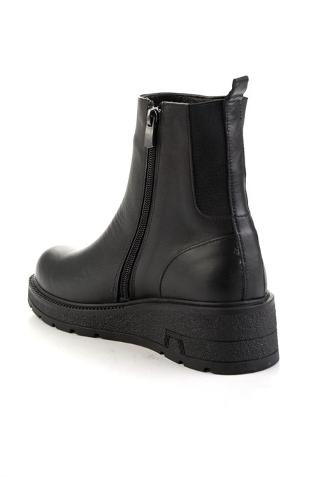 Siyah Hakiki Deri Kadın Bot & Bootie K02717251903