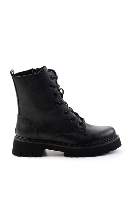 Siyah Hakiki Deri Kadın Bot & Bootie K02666420003